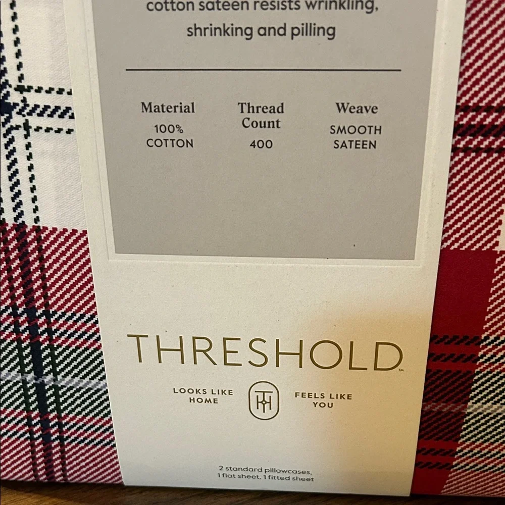 Threshold Red and White Plaid Performance Sheet Set